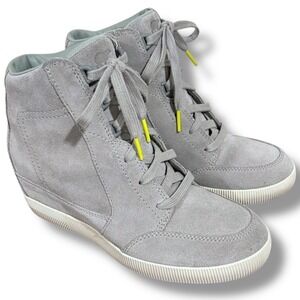 Sorel Out N About Wedge Suede Sneakers Leather Waterproof Gray Casual Shoes 9